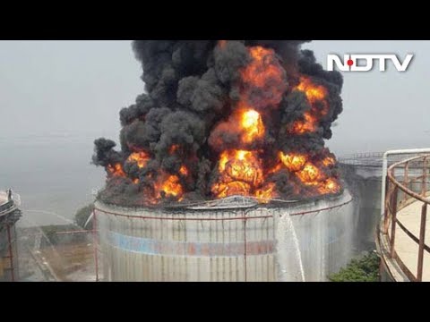 20 Hours Later Mumbai Butcher Island Fuel Tank Fire Still Burns On