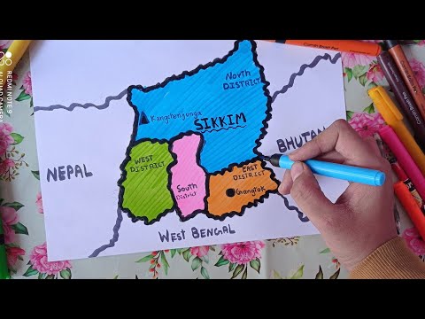 How to draw sikkim map | sikkim  map drawing | drawing sikkim map |