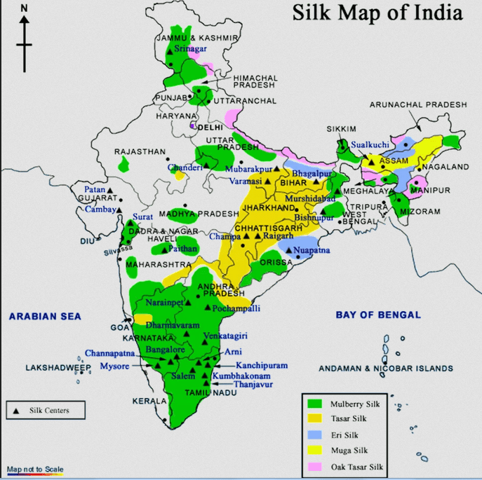 silk industry production silk textile producing states in india