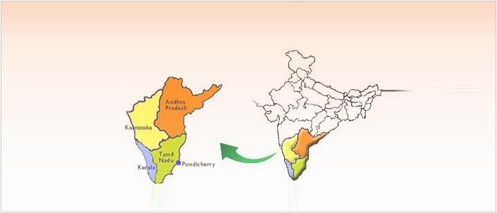 south india states map for all India Goods Transportation service