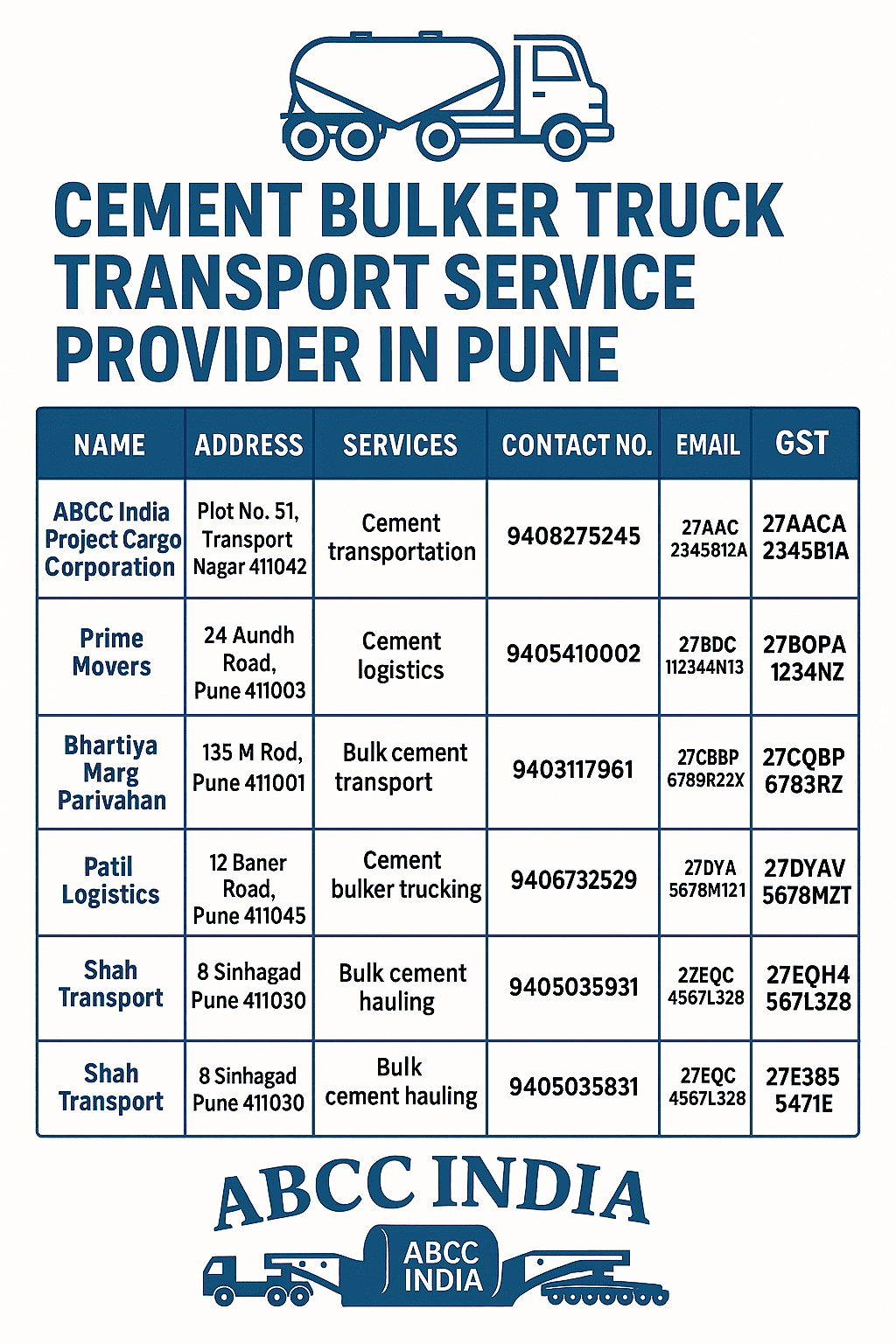 Cement Bulker Truck Transport Service Provider in Pune