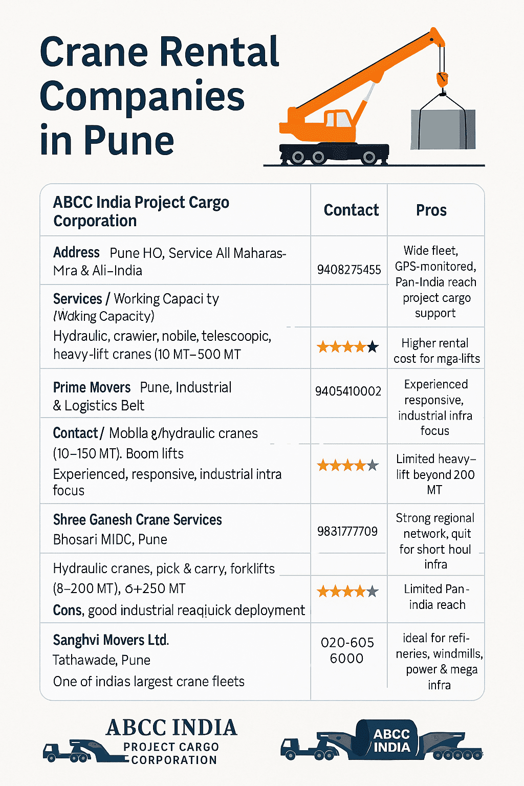 Crane rental companies in Pune
