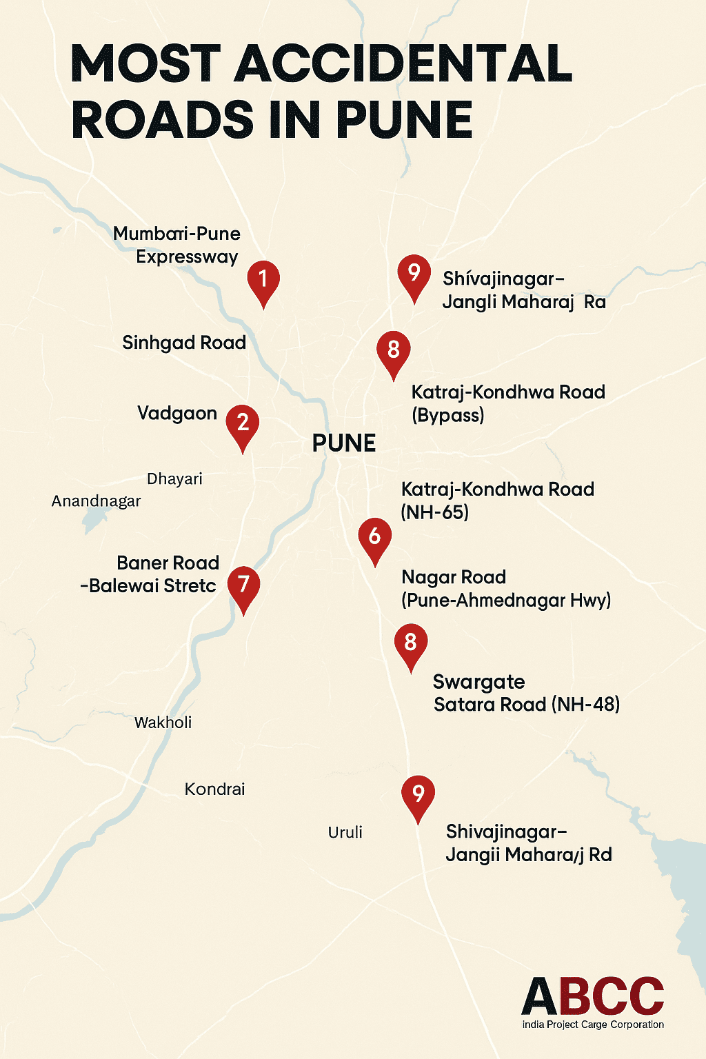 Most Accidental Roads in Pune