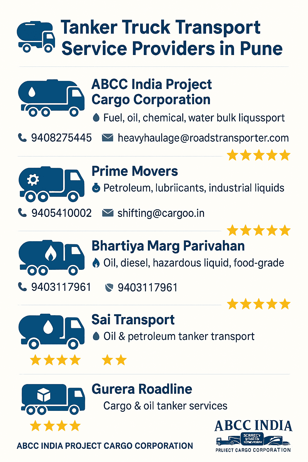 Tanker Truck Transport Service Provider in Pune