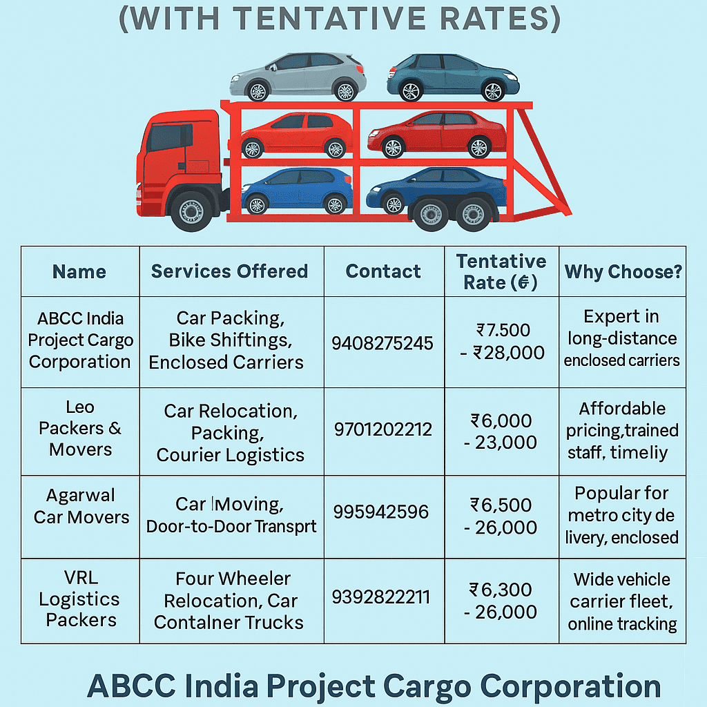 Car packers and movers in Mahabubnagar