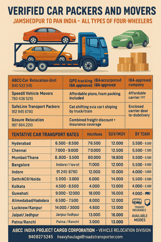 Car packers and movers in jamshedpur