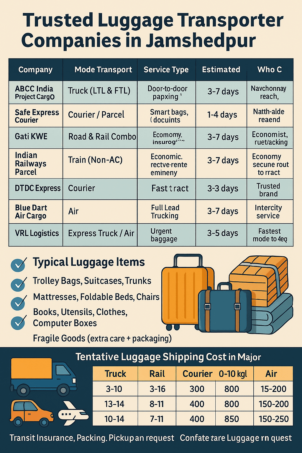 LUGGAGE TRANSPORT JAMSHEDPUR