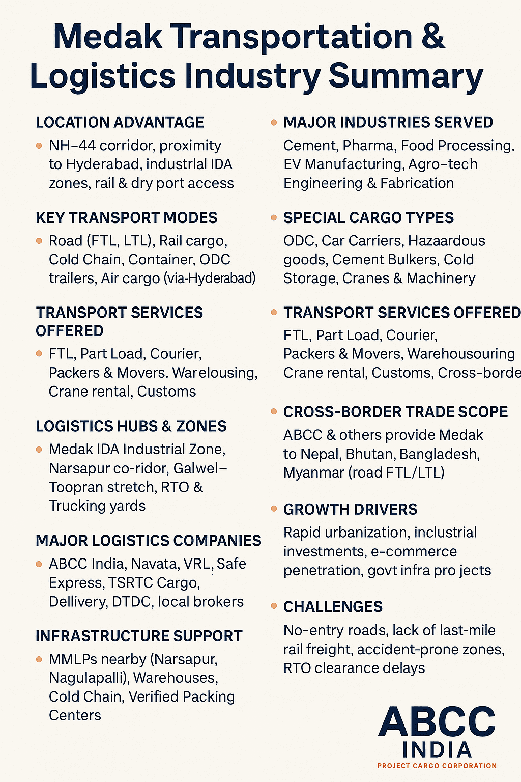 Medak Transportation Service and Logistics Industry Medak Transportation Service and Logistics Industry