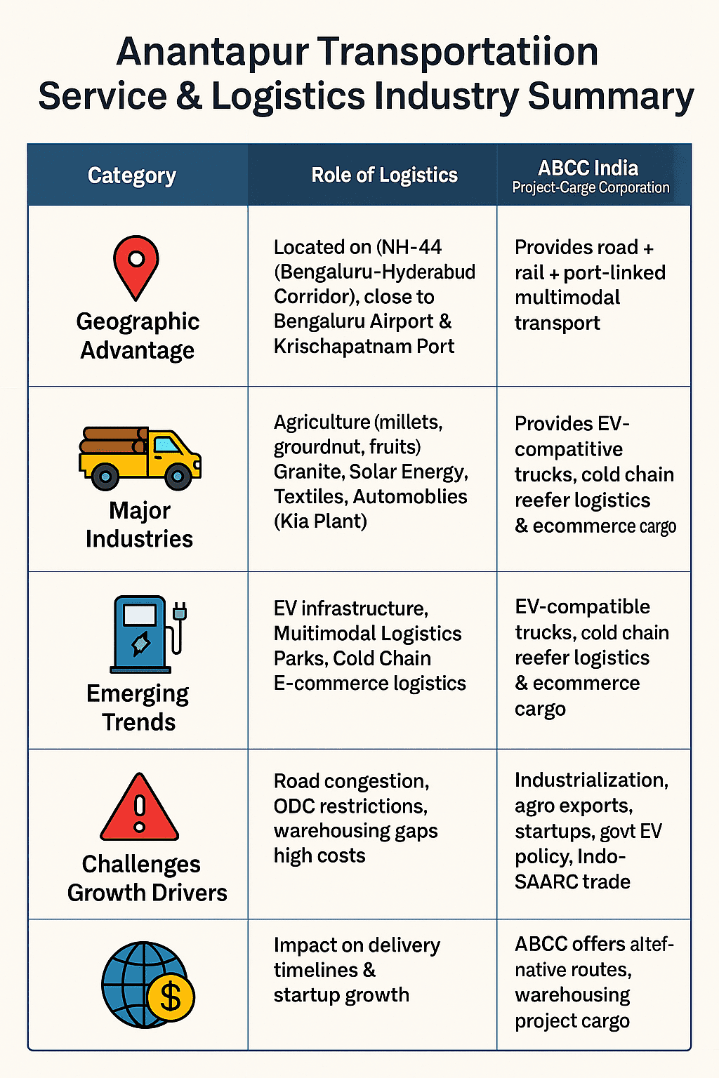 Anantapur Transportation Service and Logistics Industry Summary 