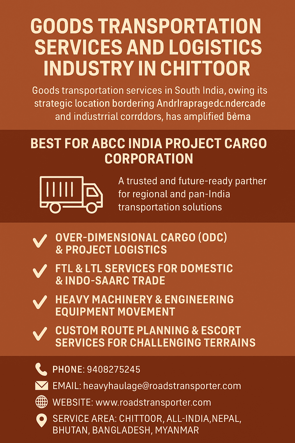 Goods Transportation Services and Logistics Industry in Chittoor