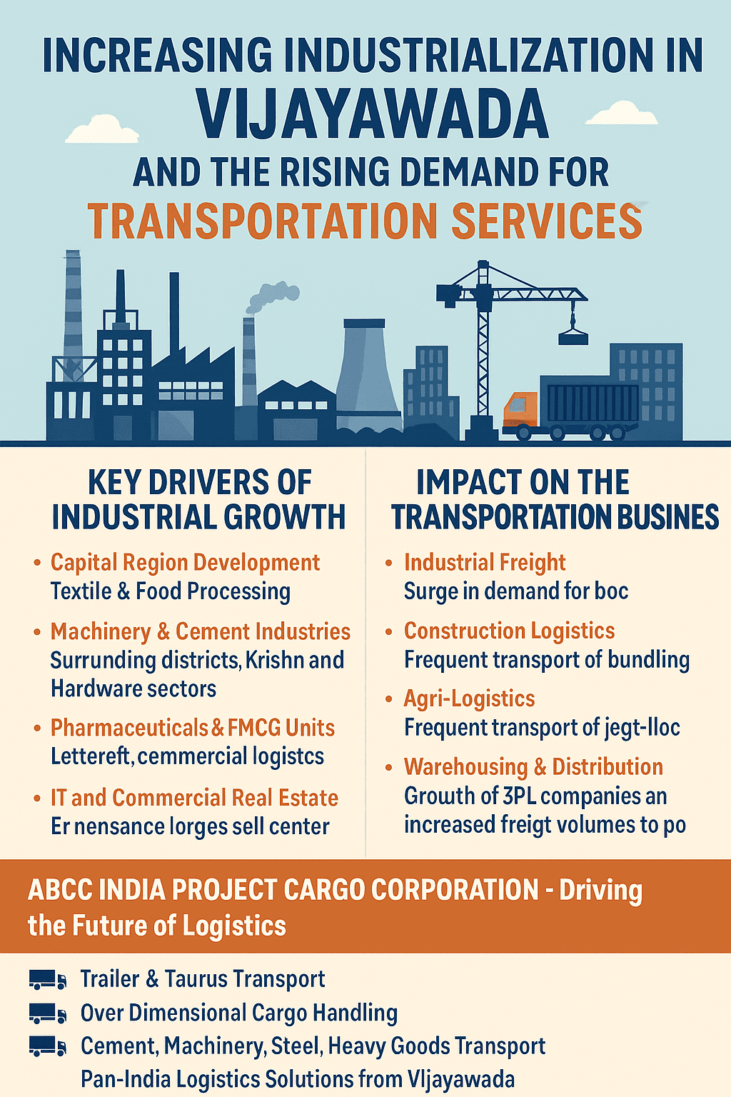 Increasing industrialization in Vijayawada and hence continuously increasing transportation business