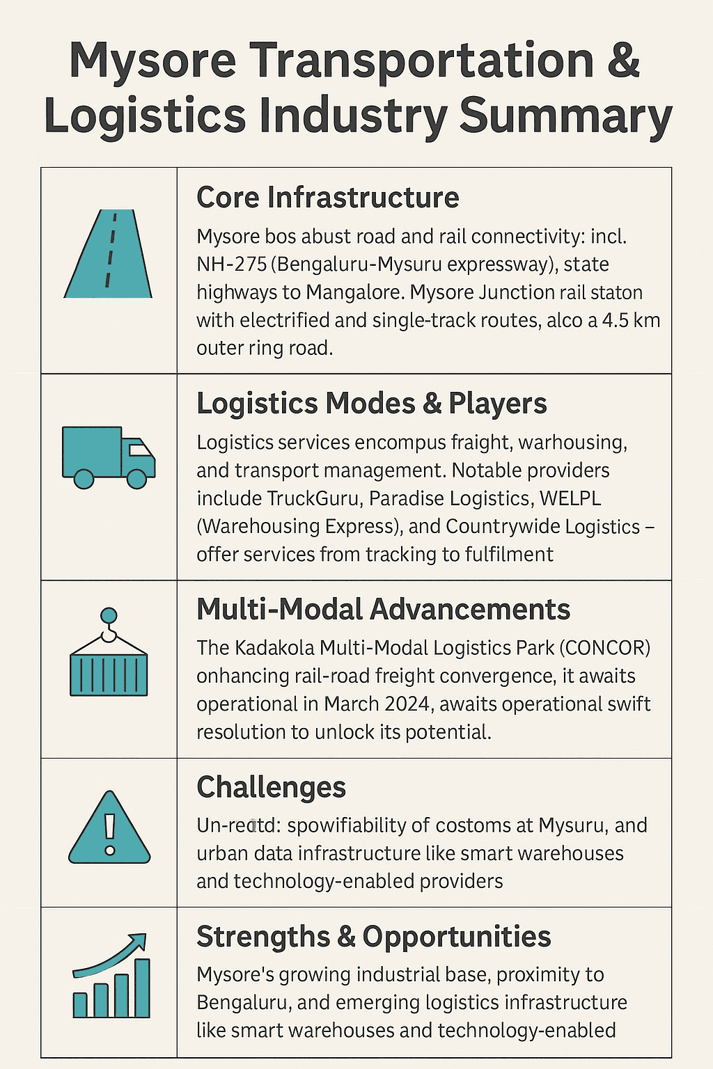 Mysore Transportation Service and Logistics Industry Summary 