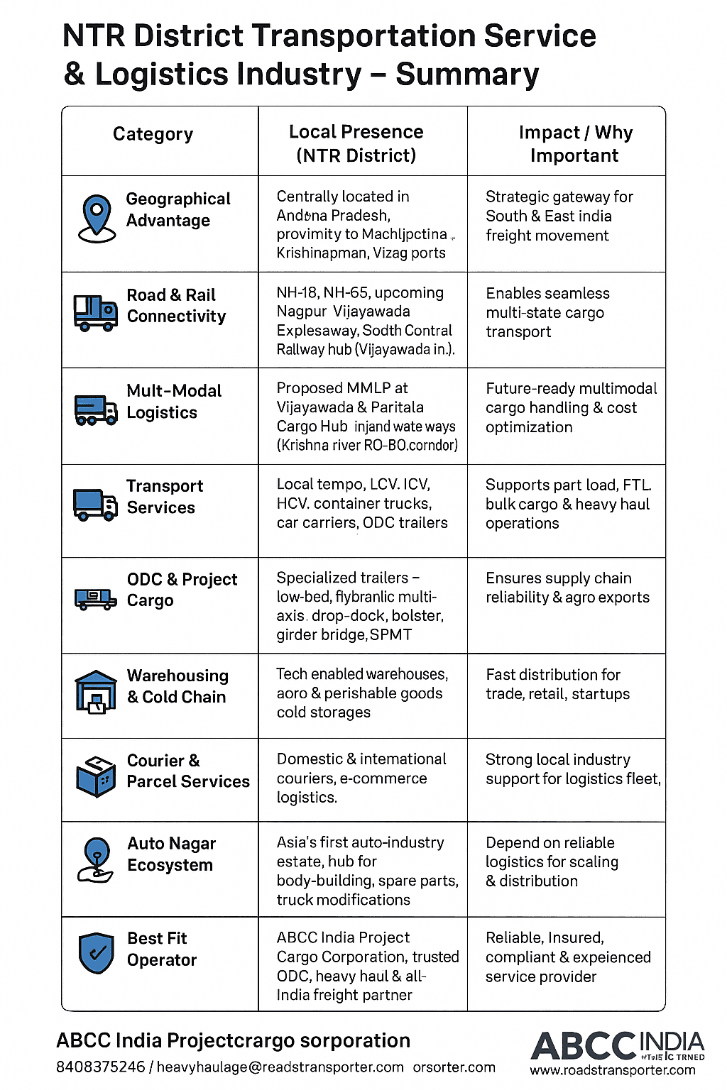 NTR district Transportation Service and Logistics Industry Summary