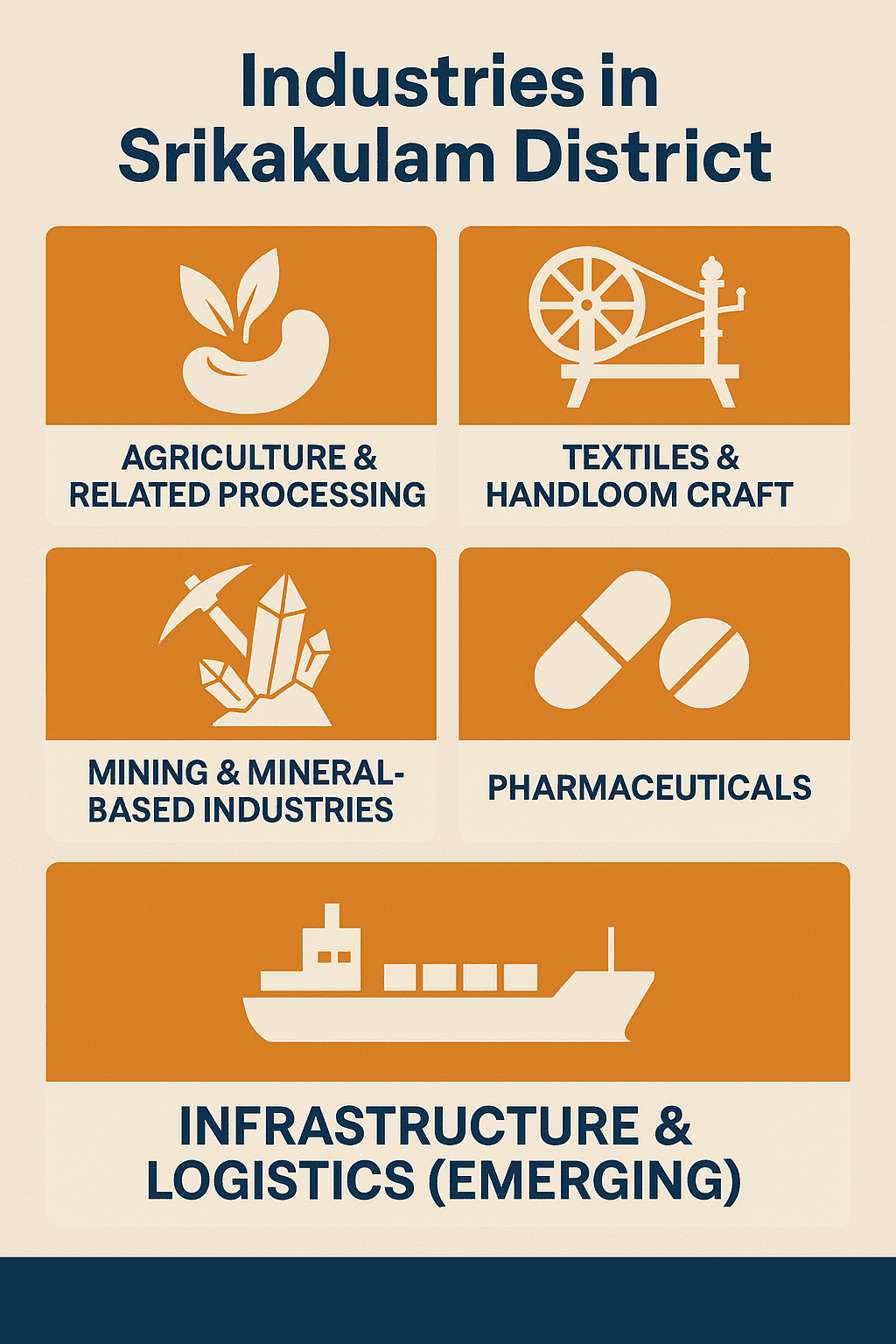 Which are the industries which have contribution in the industrial revolution of Srikakulam 