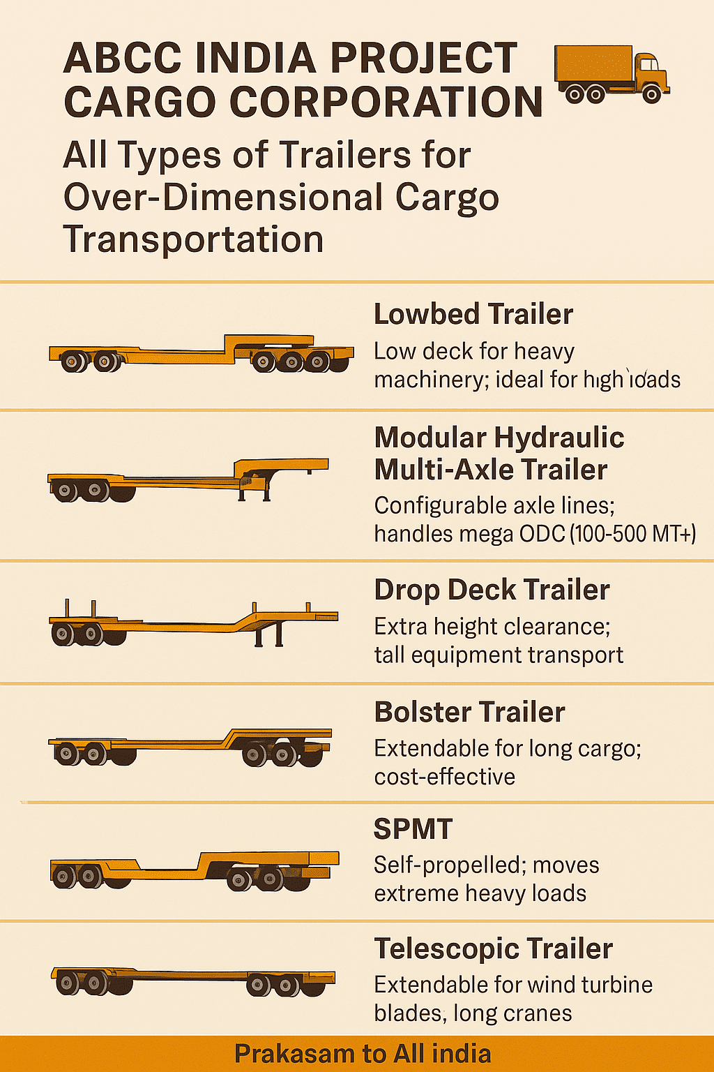 odc cargo transportation vehicle for prakasam to all india over dimensional cargo transportation