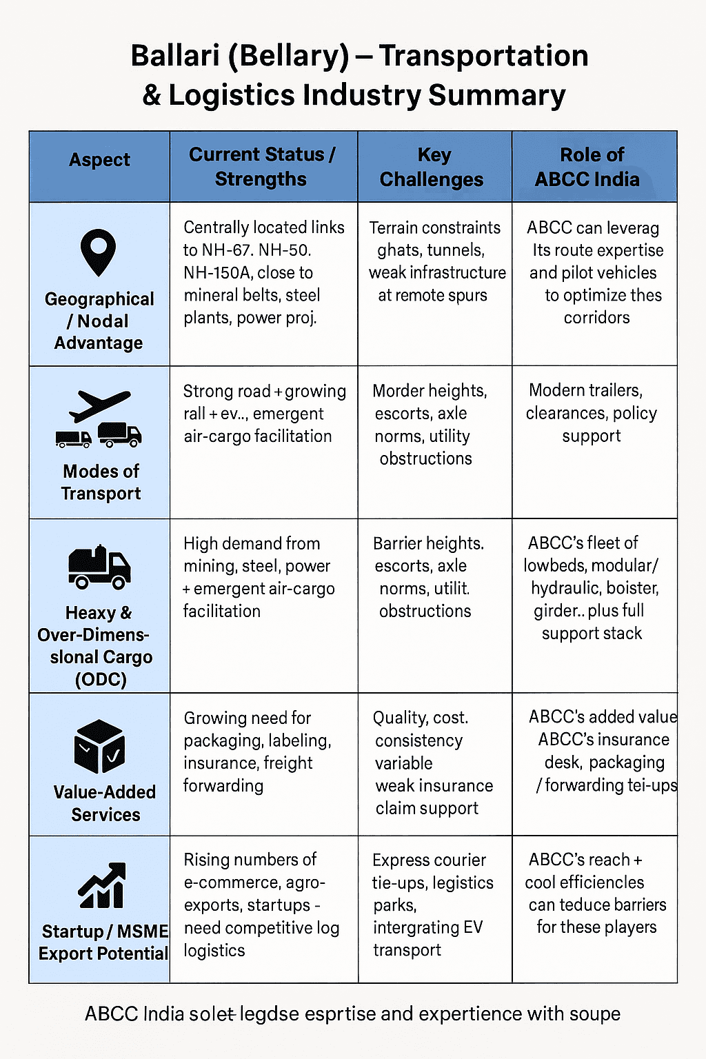 Ballari (Bellary) Transportation Service and Logistics Industry Summary