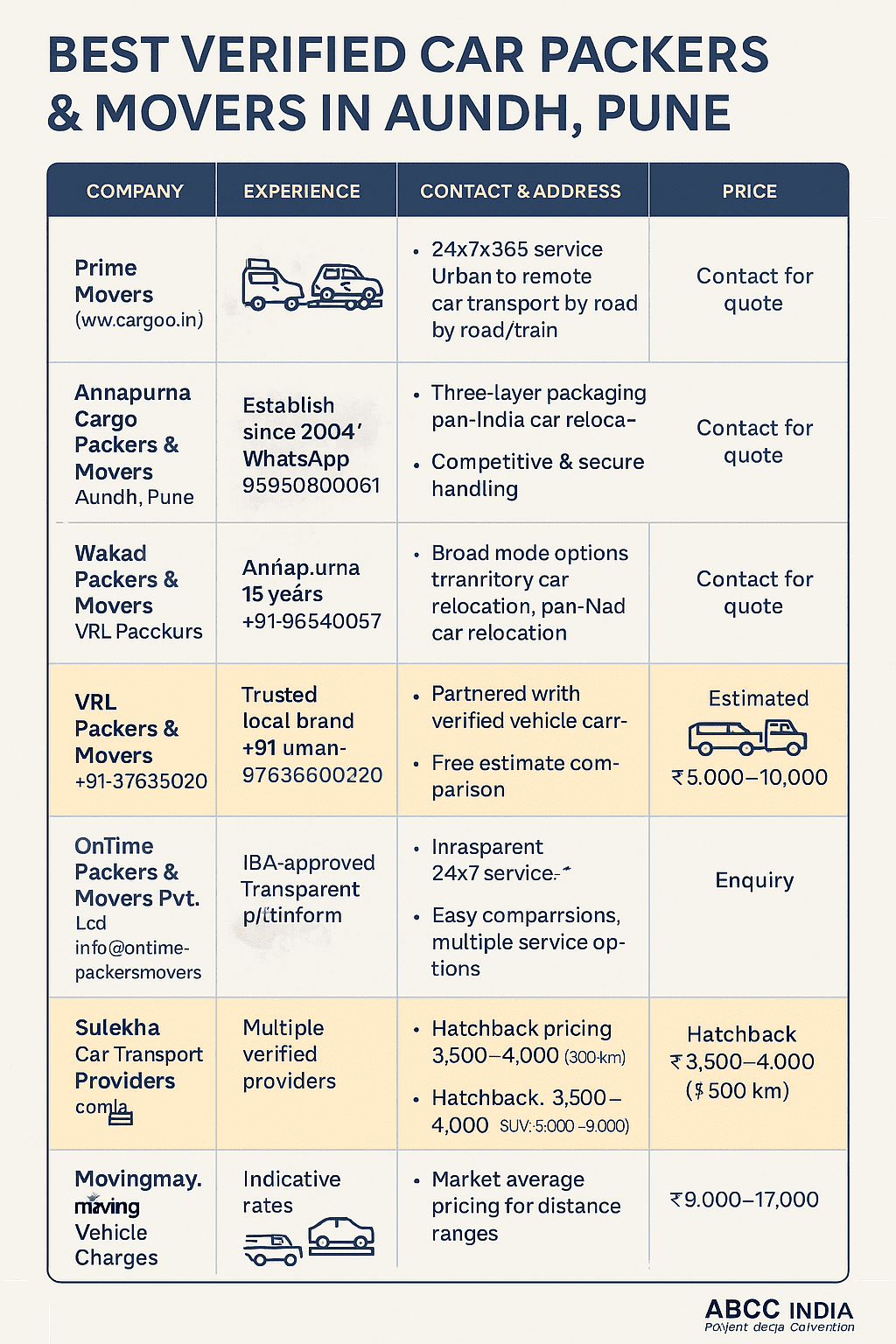 Car Packers and Movers in Aundh