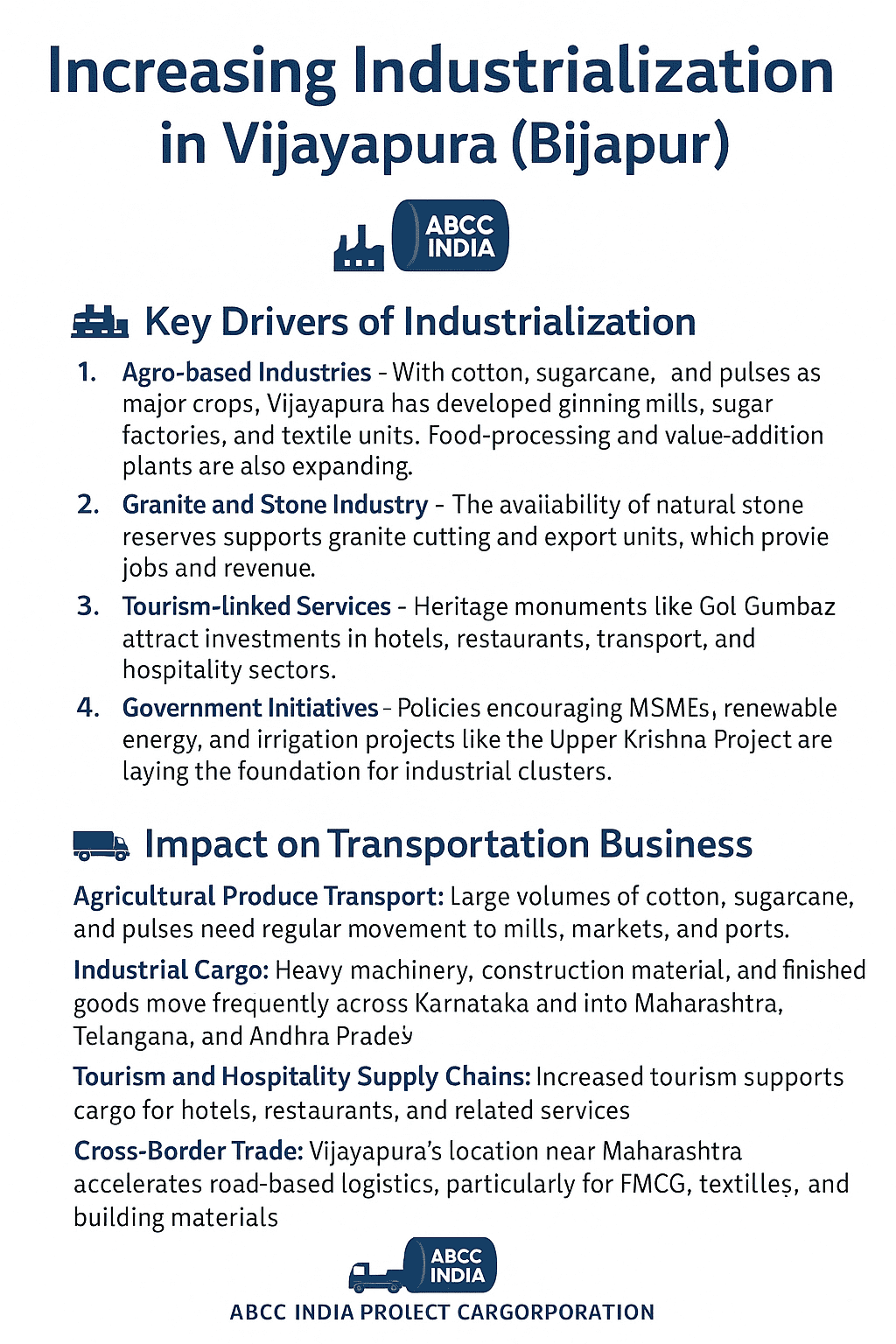 Increasing Industrialization in Vijayapura (Bijapur)