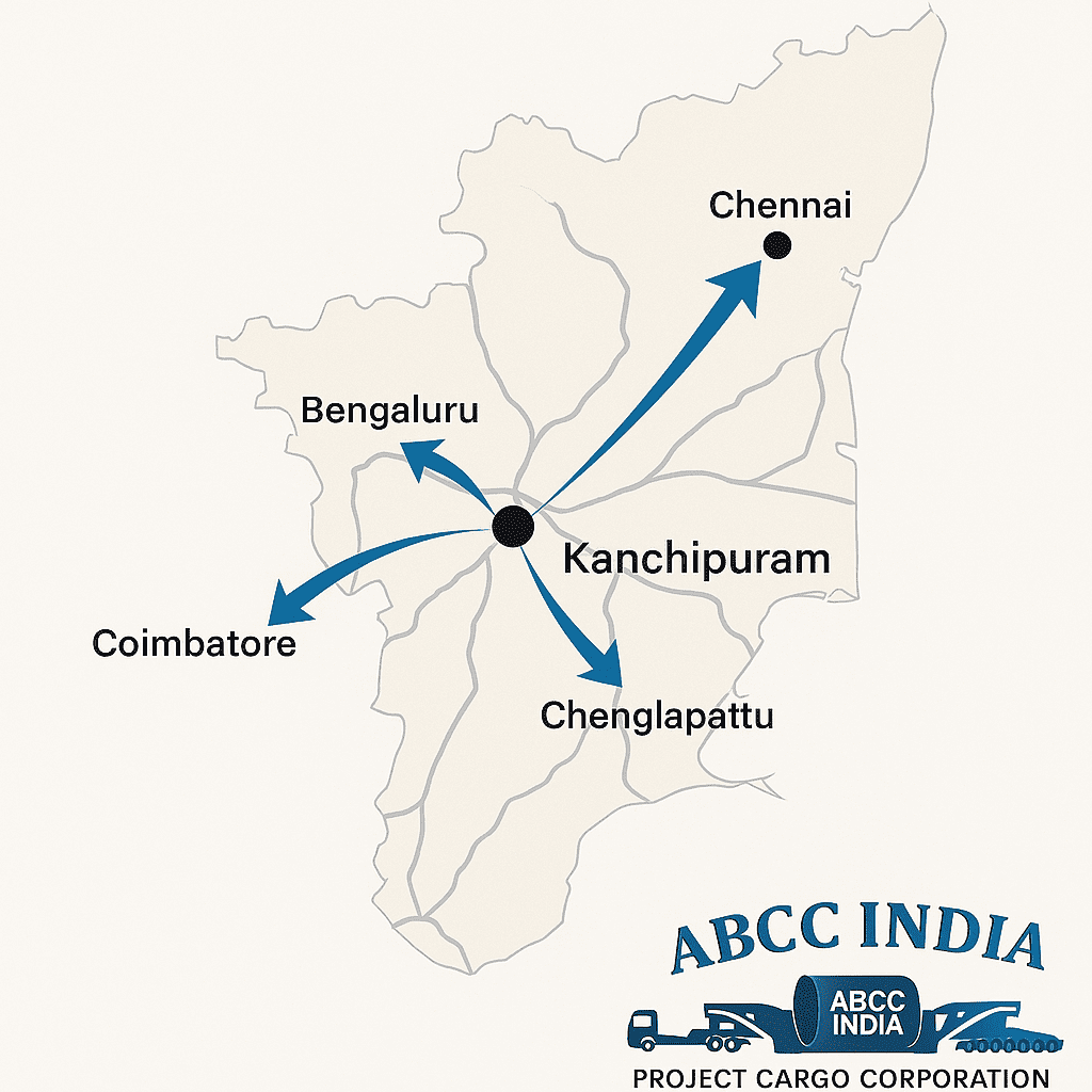 Kancheepuram Map For ODC CARGO VEHICLE TRANSPORTATION