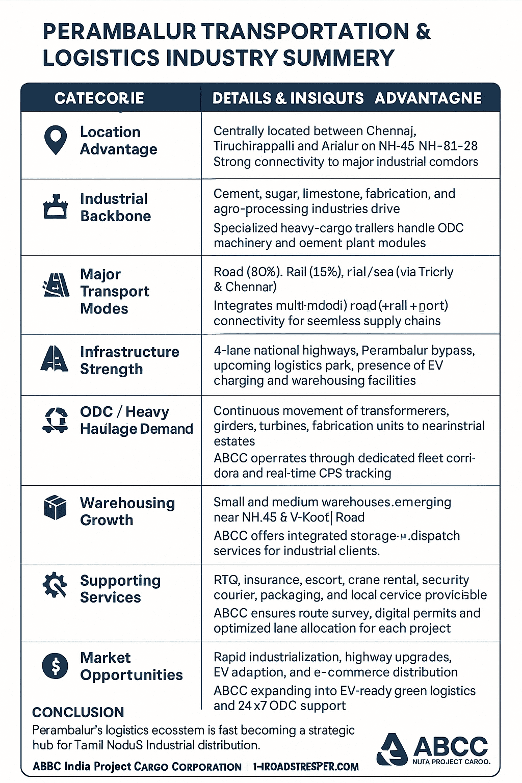 Perambalur Transportation And Logistics Industry Summary