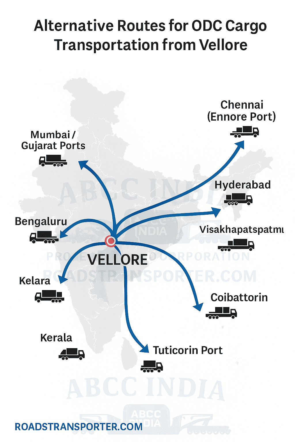 vellore map for odc cargo vehicle transportation