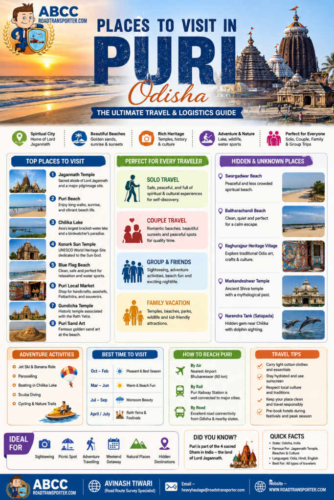 Places to Visit in Puri, Odisha – The Ultimate Travel & Logistics Guide