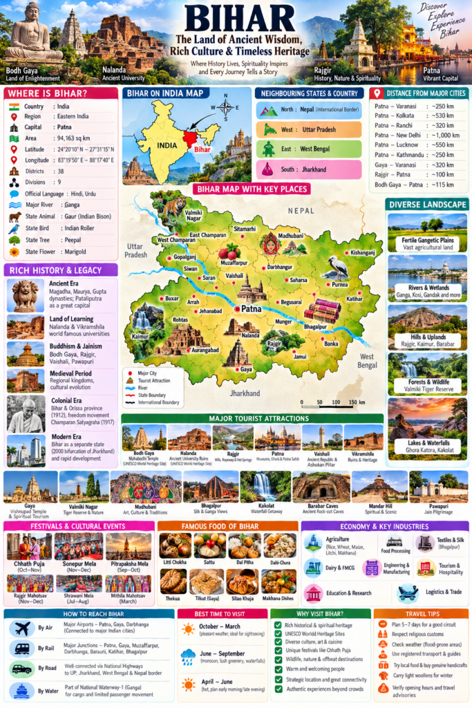 🚆 Bihar Travel Guide: Places, Food, Routes, Budget & Safety 24